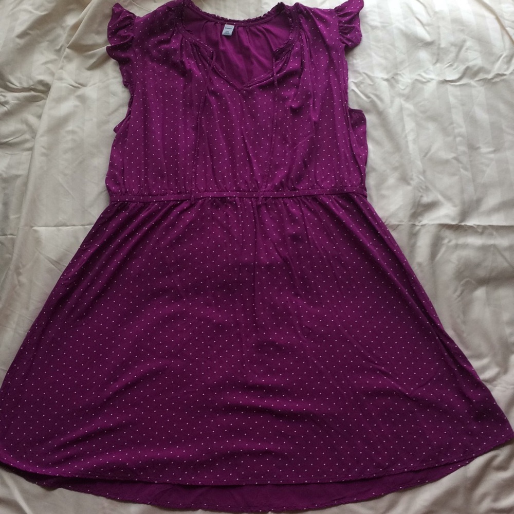 Old Navy XXL Flutter Sleeve Purple Polka Dot Dress